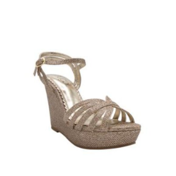 Sugar Capricorn Champagne Glitz Dress Wedge Sandal 9M - Picture 2 of 10